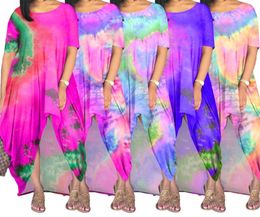 Casual Dresses Women's Colorful Tie Dye Fashion Loose Swing Skirt Multicolor Dress Beach