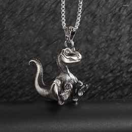 Pendant Necklaces Big Mouth Crocodile Dinosaur Animal Necklace Men's Personalised Punk Hip-Hop Trendy Jewellery Boy Gift