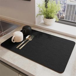 Table Mats Absorbent Dish Drying Draining Mat Coffee Machine Pad Easy Clean Solid Colour For Kitchen Tableware