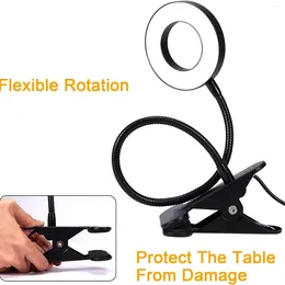 Table Lamps USB Clip Desk Lamp For Student Eye Protection Reading 360 ° Universal Adjustable Hose Bedside Three Colour Light