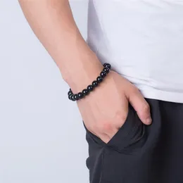 Charm Bracelets Weight Loss Bracelet Stone Round Black Obsidian Healthcare 10mm