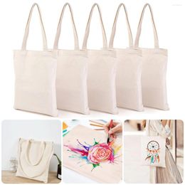 Storage Bags Large Capacity Canvas Shopping Folding Eco-Friendly Cotton Tote Reusable DIY Shoulder Bag Grocery Handbag Beige White