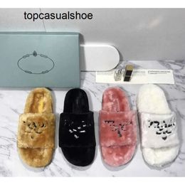 Pradoity Indoor Wool Pada Cotton Prax Slipper Designers praddas Sandals Plush Shoes Women Home Faux Fur Winter Warm Ladies Non Slip House Furry Female