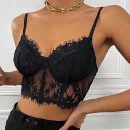 Women's Tanks Women Vest Bralette Corset Floral Lace Lingerie Bra Crop Tank Underwear Bralet Tops Japanese Style Top Cropped