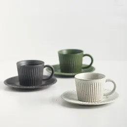 Mugs Yilong Xuan Japanese Coffee Cup Coarse Ceramic With Plate Creative Handmade Mug Personalised Couple