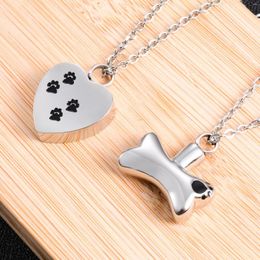 Chains Pet Dog Urn Necklace For Ashes Stainless Steel Chain With Container Pendant Keepsake Memorial Cremation Jewellery Accessories Gift