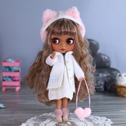 ICY DBS Blyth Doll 16 Joint 30cm Black Skin Matte Face Fashion Set Doll BJD Toy Gift 240315