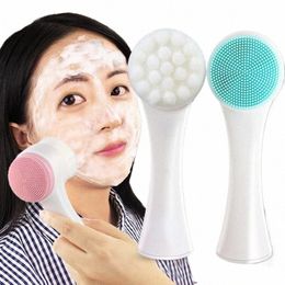 silica Gel Facial Brush Double Sided Facial Cleanser Blackhead Removing Product Pore Cleaner Exfoliating Face Brush U0gn#