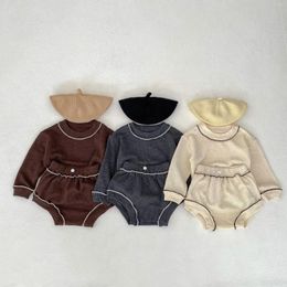 Clothing Sets Ins 2024 Spring Autumn Baby Boys 2PCS Clothes Set Cotton Long Sleeve Solid Loose Tops Pp Shorts Suit Toddler Outfits