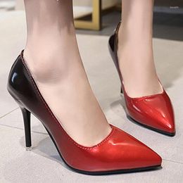 Dress Shoes Women's 2024 Fashion Spring Pointed Toe Patent Leather High Heels Stiletto Party Red Plus Size Zapatos De Mujer