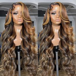 30 36 Inch Body Wave 13x4 Ombre Highlight HD Lace Frontal Wigs 13x6 427 Coloured Wigs Lace Front Human Hair Wigs Transparent 240314