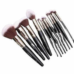 sywinas Black Makeup Brushes Set 12pcs High Quality Synthetic Hair Foundati Ctour Eyeadow Make Up Brush Set Y9zC#