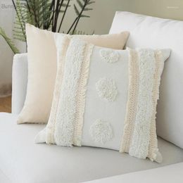 Pillow Tassels Cotton Woven Cover Ivory Moroccan Style Handmade For Home Decoration Sofa Bed 45x45cm/30x50cm