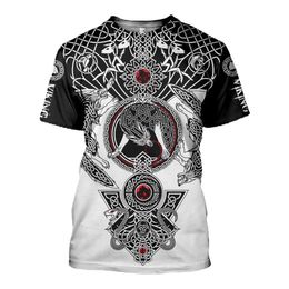 Viking print mens T-shirt 3D T-shirt digital print Viking tattoo short sleeve