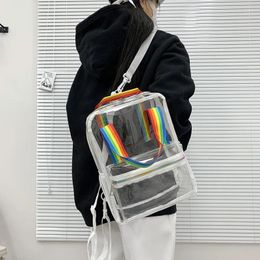 Backpack PVC Transparent Zipper Large Capacity Casual Shopping Travel Summer Beach Bag Street Fashion Personality All-Match