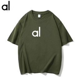 AL Women Yoga Outfit Perfectly Oversized Shirts Sweater Short Sleeves Crop Top Fitness Workout Crew Neck Blouse Gym Ladies Womens Shorts Sleeves T-sh 823