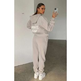 Whites Fox Hoodie women Designer Hoodie Autumn/winter Casual Sweatshirt Women Two-piece Set Long Sleeved Hooded Alphabet English Print Sweatpants Set 1176