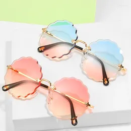 Sunglasses Boyarn 2024 Rimless Ladies Trimming Women Flower Colour Ocean Sheet Sunshade Lens UV400 Sun Glasses