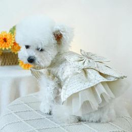 Dog Apparel Fashionable Pet Outfit Dress With Sleeves Sleeve Bow Decoration For Fancy Wedding Party