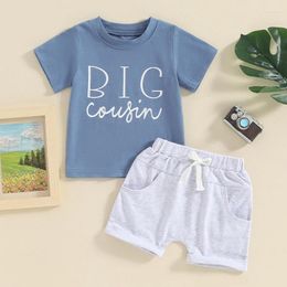 Clothing Sets 2Pcs Baby Boy Summer Clothes Short Sleeve Letter Print T-Shirts Tops Rolled Shorts Pants Toddler Casual Outfits