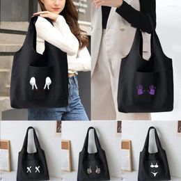 Shopping Bags Trendy Foldable Ladies Canvas Shoulder Chest Printed Student Shopper Travel Totes Work Handbag