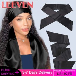 Hairnets Leeven Satin Edge Scarves For Wigs Black Headband Wig Wrap Grip Band For Hair Satin Edge Laying Scarf Wrap For Wigs Yoga Makeup