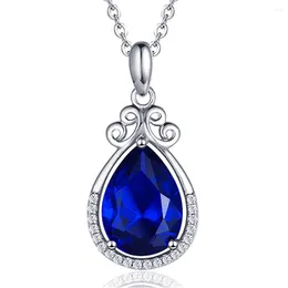 Pendant Necklaces Drop-Shaped Sapphire Silver Plated 18K Gold Inlaid Tourmaline Tanzanite Water Drop Necklace