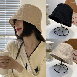 Berets Summer Women Sunscreen Bucket Hat Chiffon Thin Korean Style Fisherman Hats Outdoor Girls Sun Protection Solid Color Beach Cap