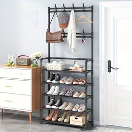1pc, Rack, Entryway, Shoe Organiser Entryway Bench Hall Tree with Hooks Bedroom, Rack Coat Combo, Hallway Shelf for Storage Shoes, Clothes, Coat, Hat, Bag,