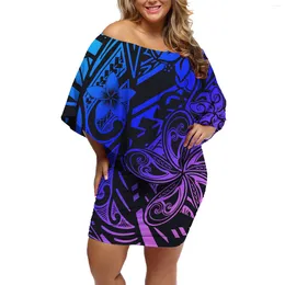Party Dresses Factory Direct Sales Off Shoulder HD Samoan Design Print Ladies Anti-Wrinkle Fashion Bodycon Casual