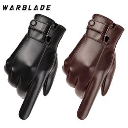 2024 Winter Gloves Men Women Black PU Leather Cashmere Warm Driving Gloves Mittens Touch Screen Waterproof Tactical Gloves 240314