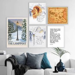 Calligraphy Narnia Map Poster Chronicles Of Narnia Prints Vintage Style Fantasy Maps Wall Art Picture Canvas Painting Home Room Wall Decor