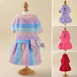 Dog Apparel Pet Pullover Dress Stylish Winter Dresses For Dogs Cats Comfortable Plush Skirt With Traction Ring Fashionable Small