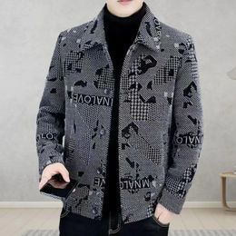 Men Fall Winter Coat Long Sleeve Thick Warm Lapel Single-breasted Windproof Buttons Mid Length Men Casual Jacket 240312