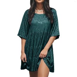 Party Dresses Loose Short Sequin Cocktail Dress Women's Wedding Guest Mini Luxury Evening Sexy 3/4 Sleeve Night Club