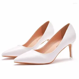 Dress Shoes 7cm Pointed Middle Heel Foreign Trade Large-sized Women's