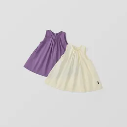 Girl Dresses 2024 Summer Arrival Girls Sleeveless O Neck Purple Designer Cute Party Princess Dress Custume 18M-6T