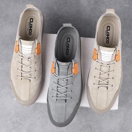 Casual Shoes Lace-up Men's Fashion Leather Sneakers Breathable Skate Footwear Soft-soled Male Outdoor Leisure Walk Flats