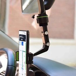 Suporte de telefone para carro universal ajustável, clipe de rotação de 360 graus, espelho retrovisor, visão em primeira pessoa, gravação de vídeo, direção