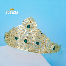 AUG Crystal Flower Bridal Crown For Women Tiaras Big Wedding Hair Jewelry Crowns 240311