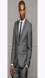 2020 Slim Fit Grey Luxury Male Mens Suits Blazer Wedding Suit Groom Tuxedo For men Business Grey smoking dress JacketPants2503970