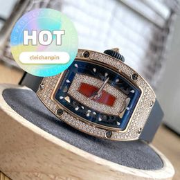 RM Racing Wrist Watch RM07-01 Series18k Rose Gold Original Diamond Red Lip RM0701 Automatic Mechanical Fashion Women's