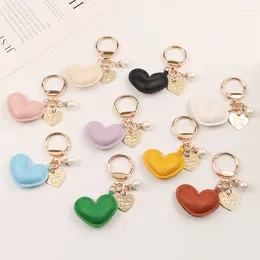 Keychains Trendy Leather Heart Shape Keychain For Women Birthday Party Gift Girls Bag Pendant Jewelry Keyring Ornament Charms Accessories