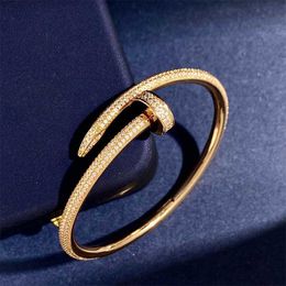 2023 New arrive Jewelry full CZ Love nail Bracelet Bangle with crystal for woman Gold Plated Heart Forever Love Bangle Jewelry For WomenHAML 3J09B