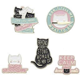 Brooches Pins for Women Fashion Brooch Pins Clips Cartoon Animal Cat Letter Dont Tell Me What To Do for Dress Cloths Bags Decor Enamel Jewellery Badge Wholesale