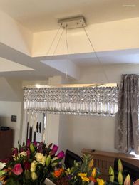 Chandeliers Simple Modern K9 Crystal Chandelier Led Restaurant Living Room Rectangular Lamp Variety Of Sizes Available