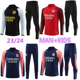 2023 2024 kids and adult tracksuit soccer 23 24 Maillot de football AOUAR DENBELE MEMPHIS training suit man set