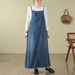 Casual Dresses Denim Long Sling For Women Spring Summer Female Sleeveless Large Size Elegant Blue Vestido Tassel Vintage