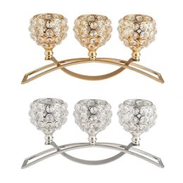 3 Arms Candelabras Crystal Candle Holders Candlesticks Ornament Table Centerpieces for Wedding Dinning Room 240314