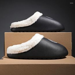 Slippers Men Trendy All-match Comfortable Non-slip Wear-Resistant Plus Velvet Keep Warm Waterproof Thick Bottom Model